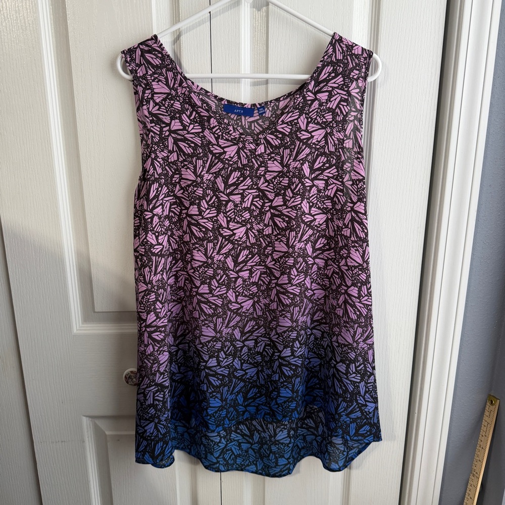 Apt. 9 Pink and Blue Ombre Floral Sleeveless Tank
